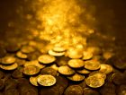 Gold coins treasure stacks